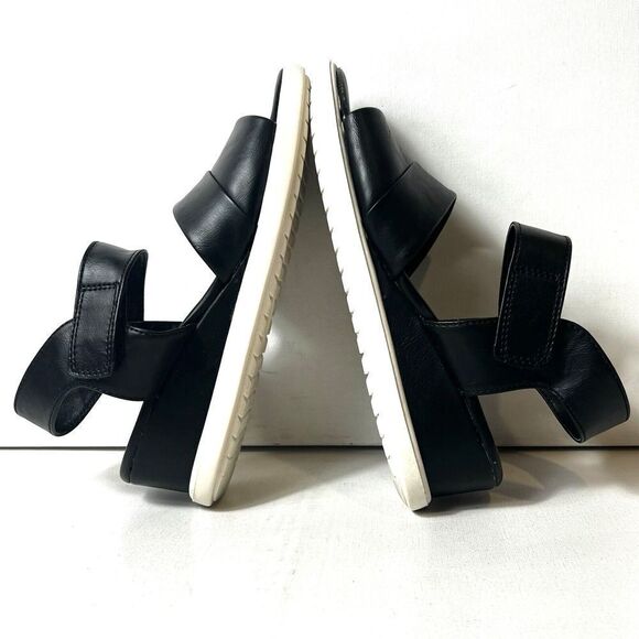 Sofft EuroSoft Sandal Womens 7M Comfort Casual Wedge Black Faux Leather Open Toe - Picture 6 of 12